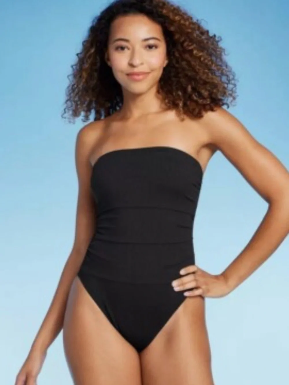 Shade & Shore Black Strapless One-Piece Swim